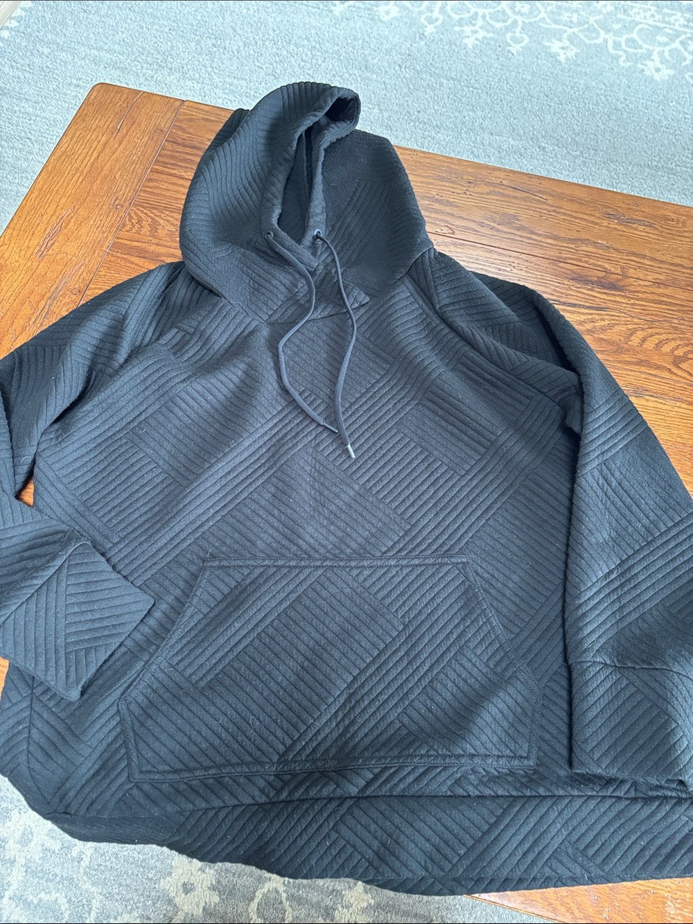Green Tea Black Quilted Hoodie Pullover Jacket Top Workout Gym Women’s Size XL - Picture 9 of 9